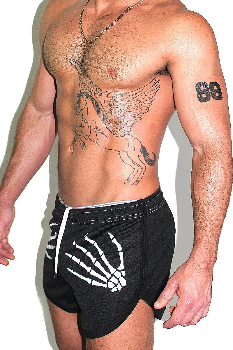 Skeleton Running Shorts- Black