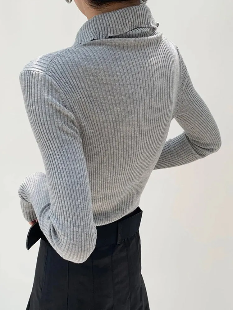 Solid Patchwork Single Breasted Knitting Sweaters For Women Lapel Long Sleeve Slimming Sexy Sweater Female Fashion