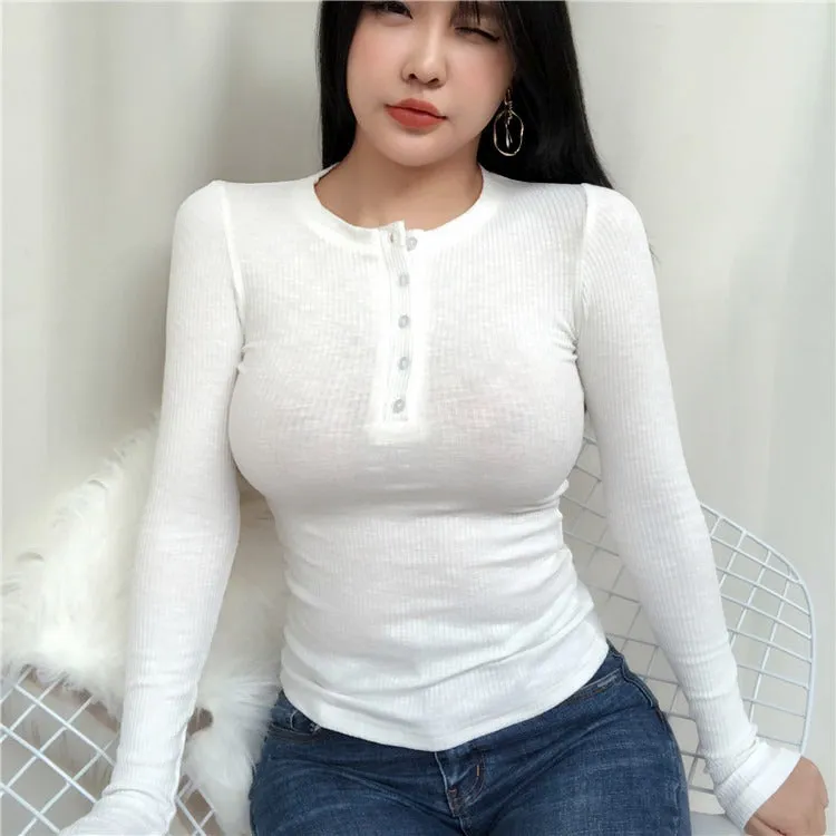 Spring Sexy Korean Style Slim Fit Skinny Long Sleeve