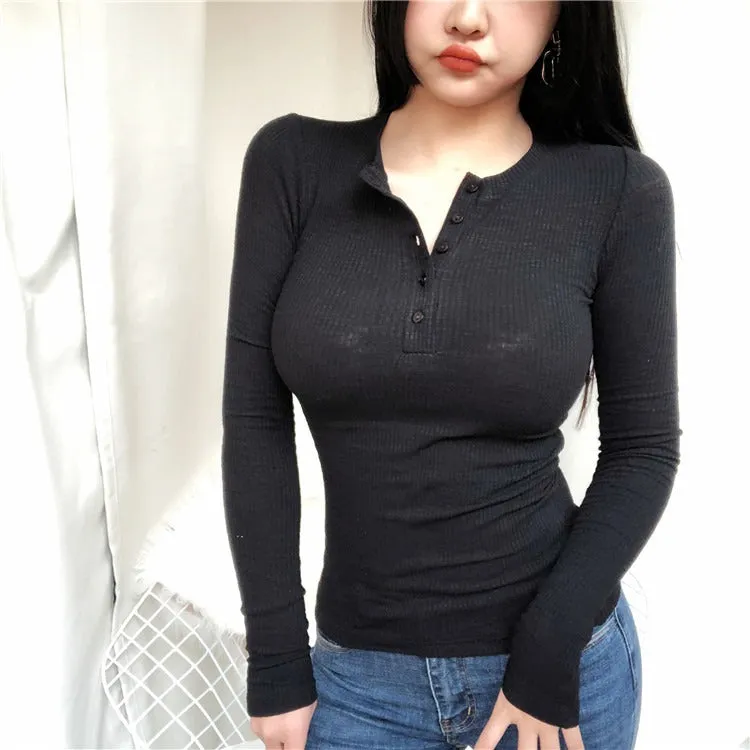 Spring Sexy Korean Style Slim Fit Skinny Long Sleeve