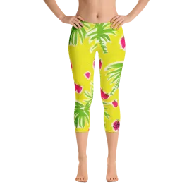 Strawberry Tropic Capri Leggings