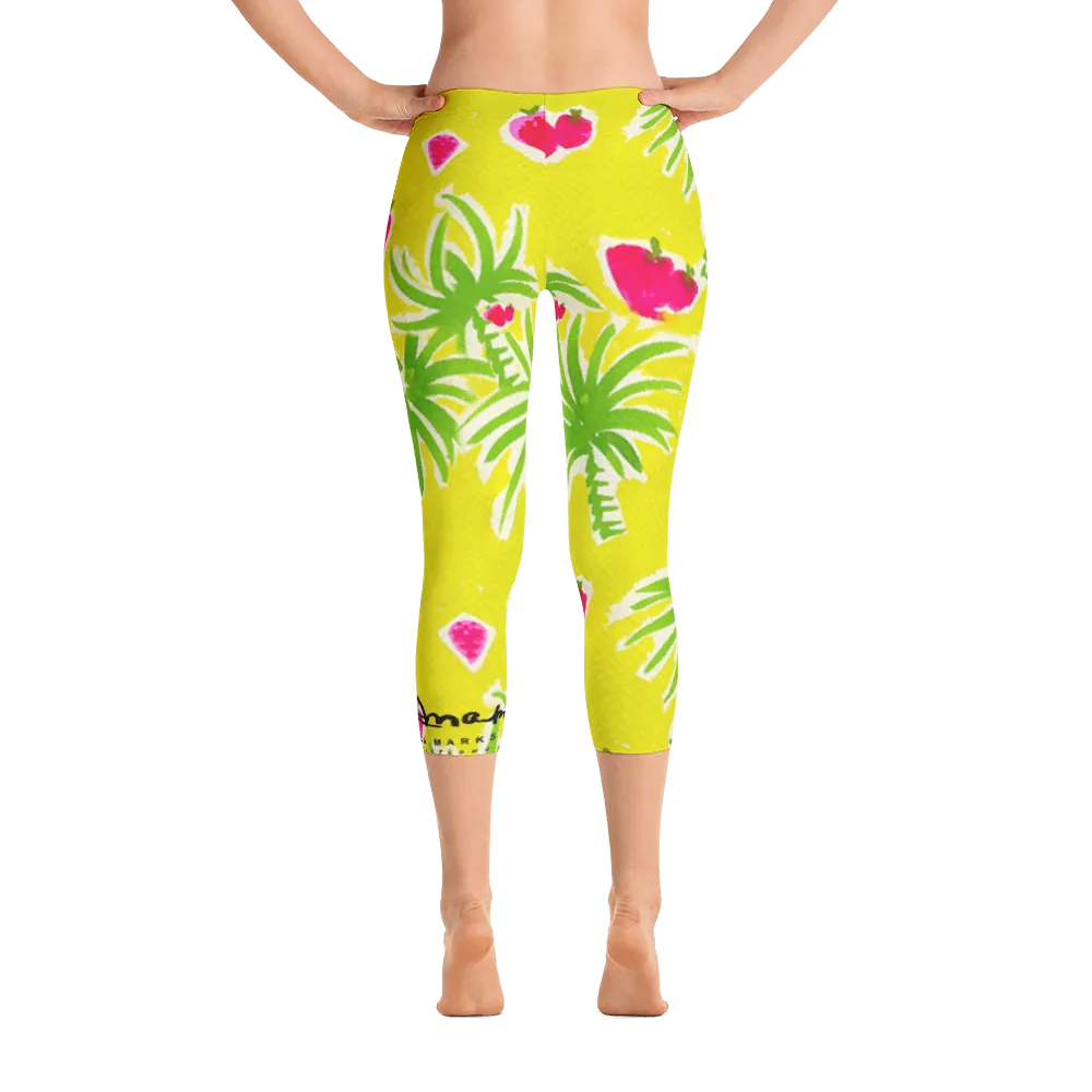 Strawberry Tropic Capri Leggings