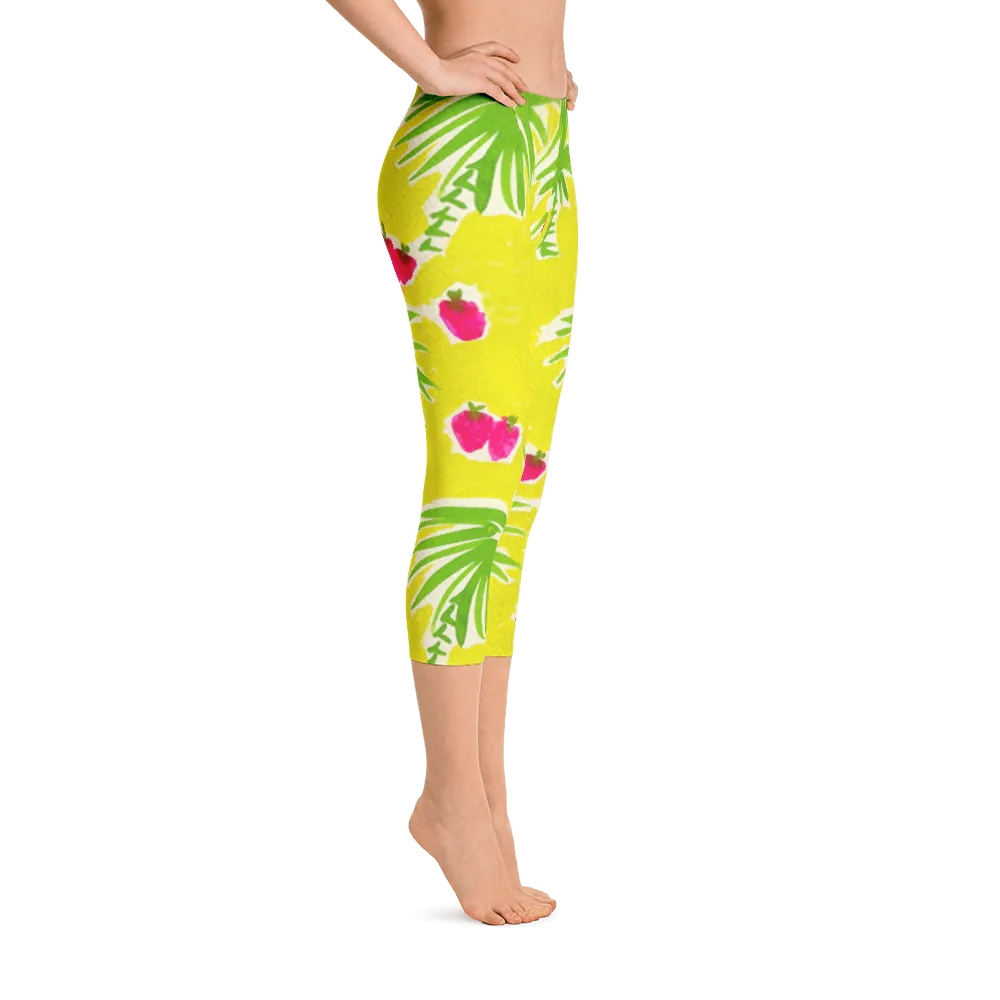 Strawberry Tropic Capri Leggings