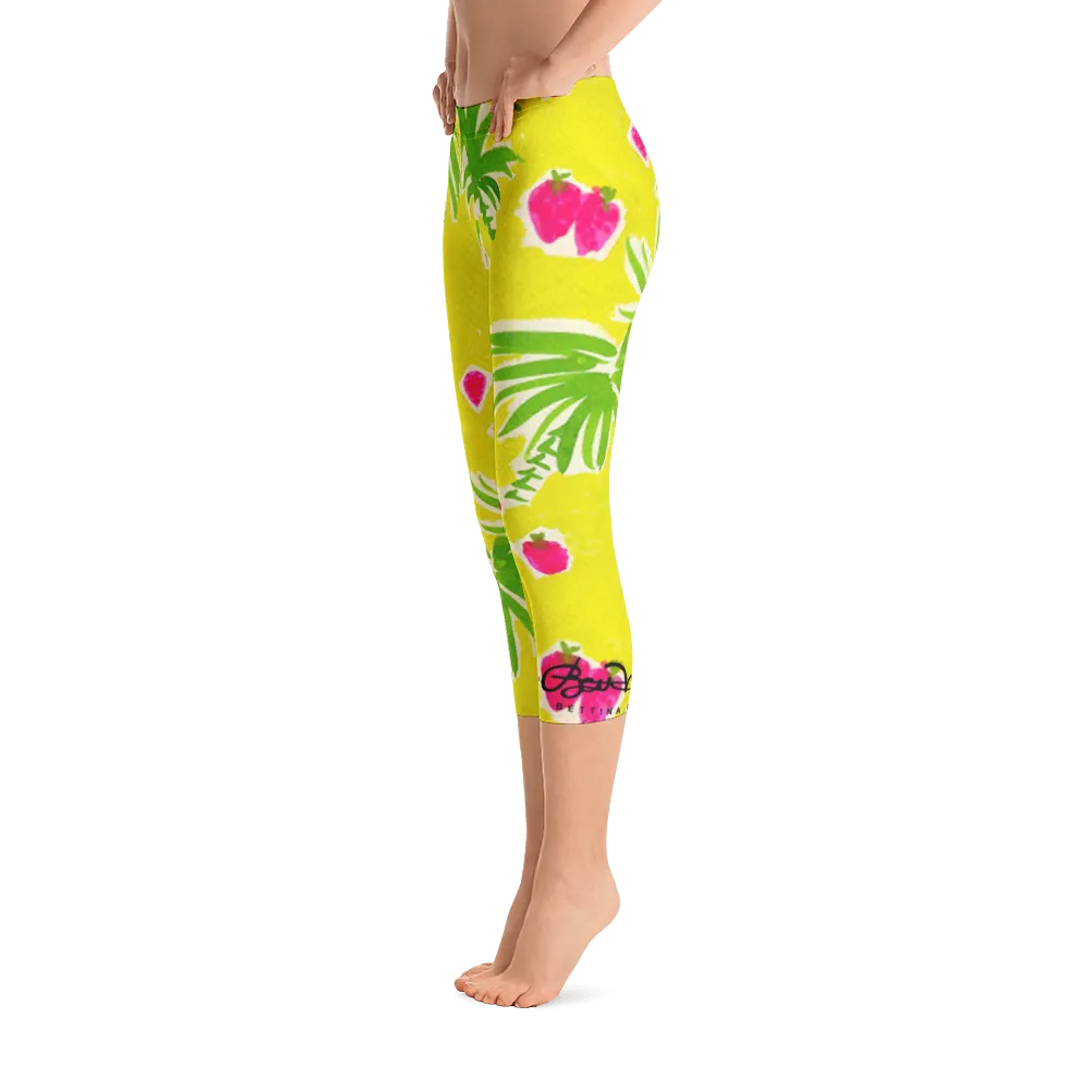 Strawberry Tropic Capri Leggings