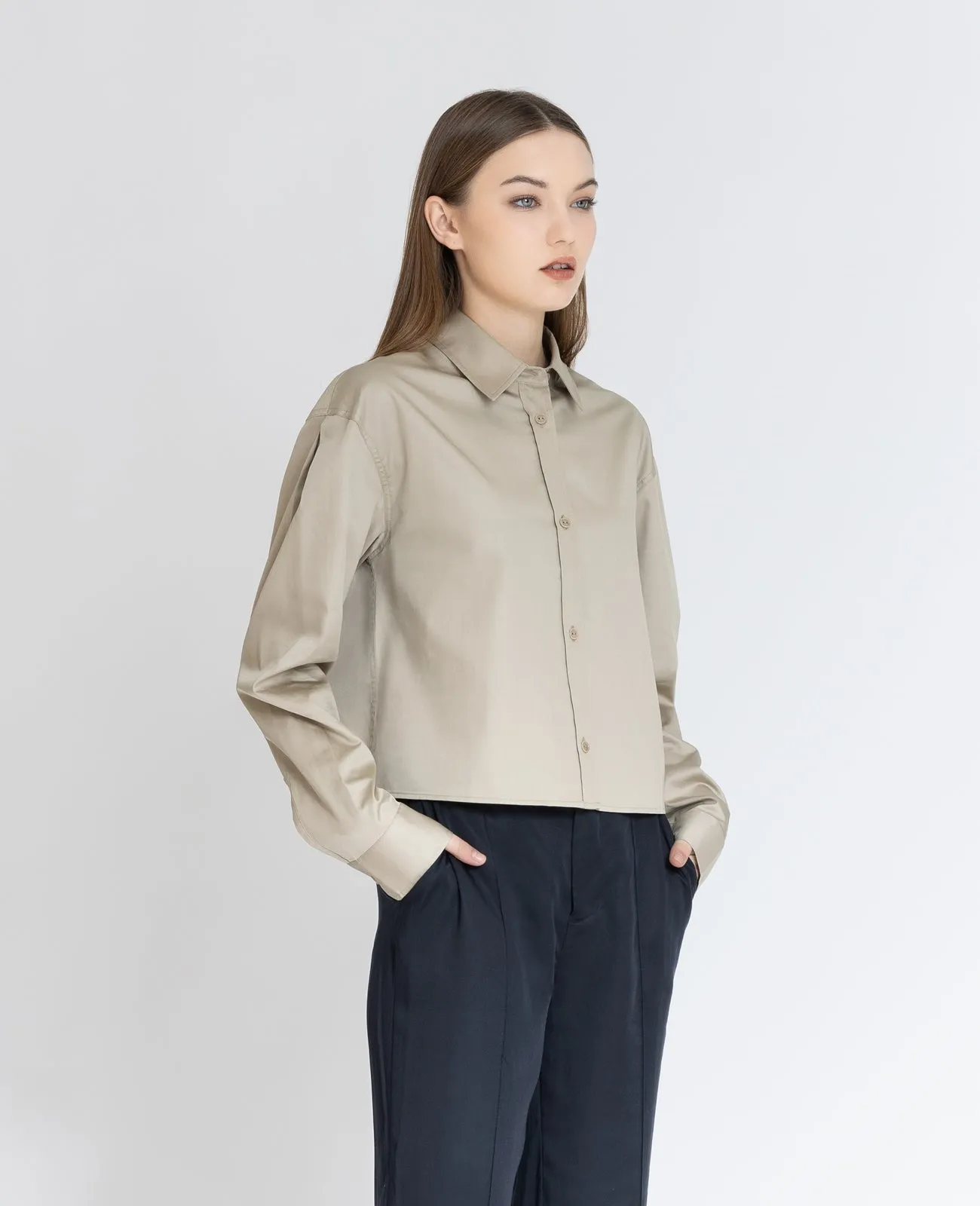 Supima Poplin Cropped Shirt