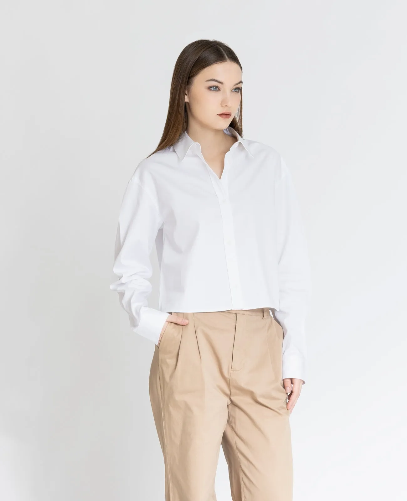 Supima Poplin Cropped Shirt