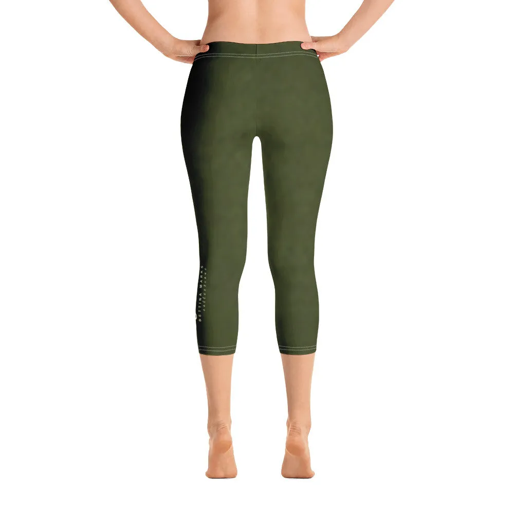 Tree Hugging Forest Green Capri Leggings