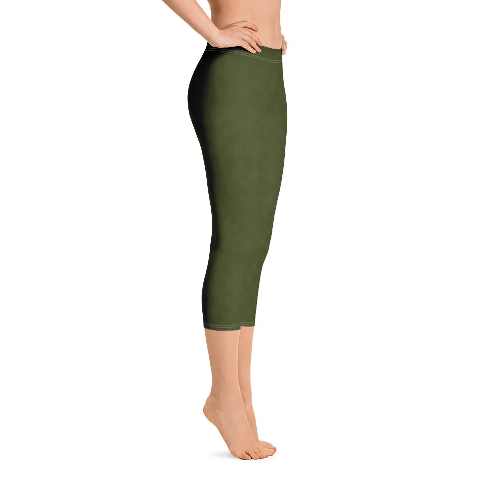 Tree Hugging Forest Green Capri Leggings