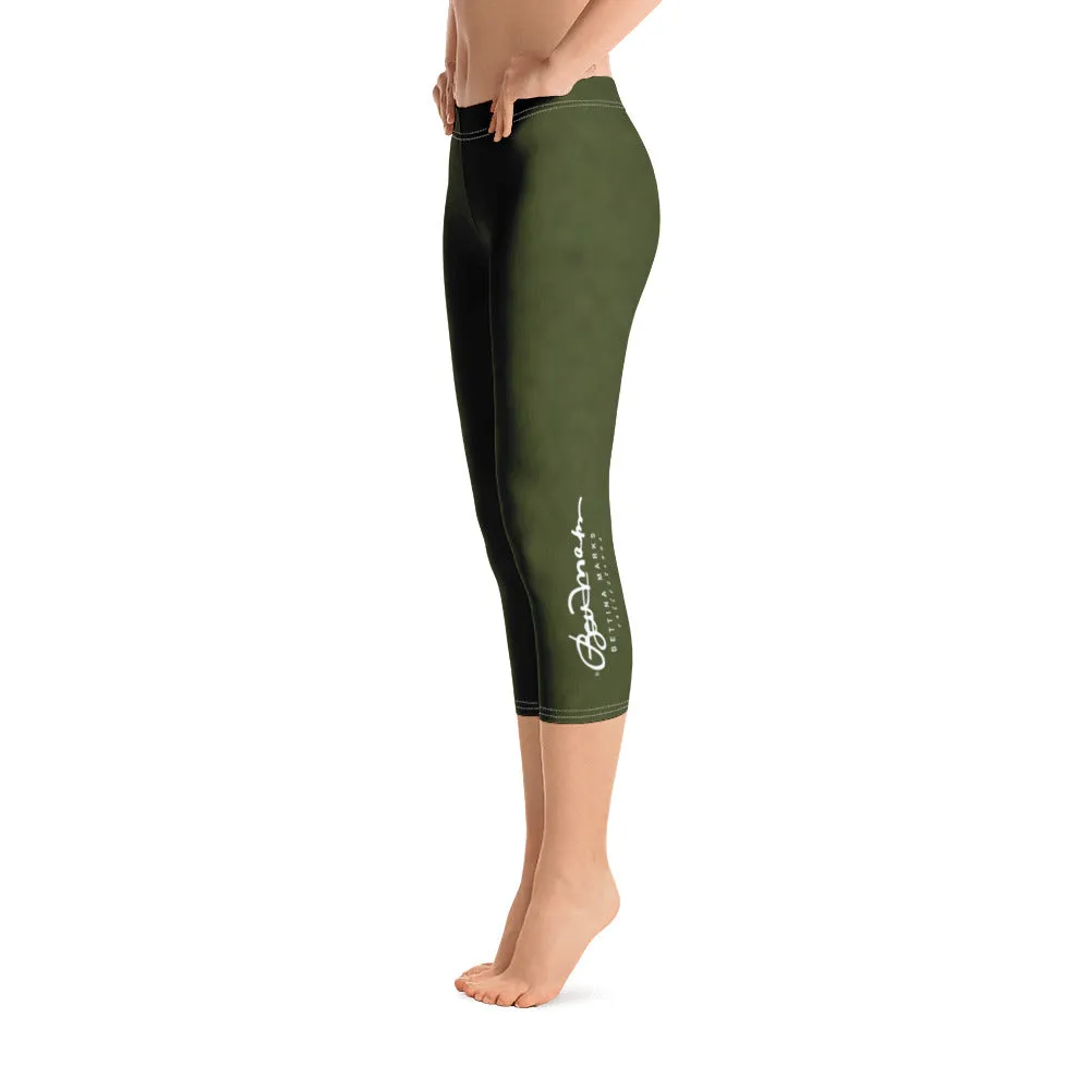 Tree Hugging Forest Green Capri Leggings