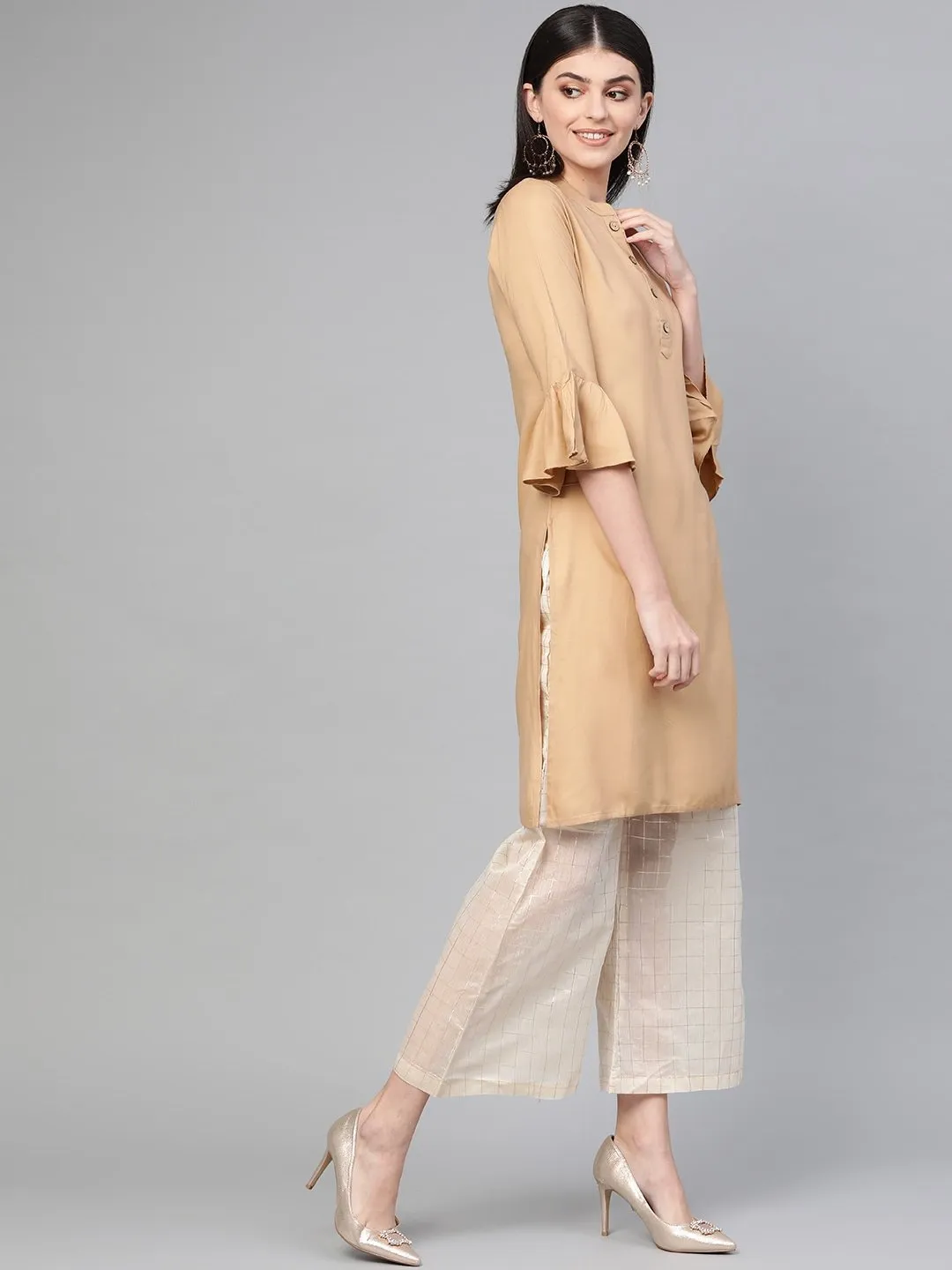 Women Beige Straight Kurta