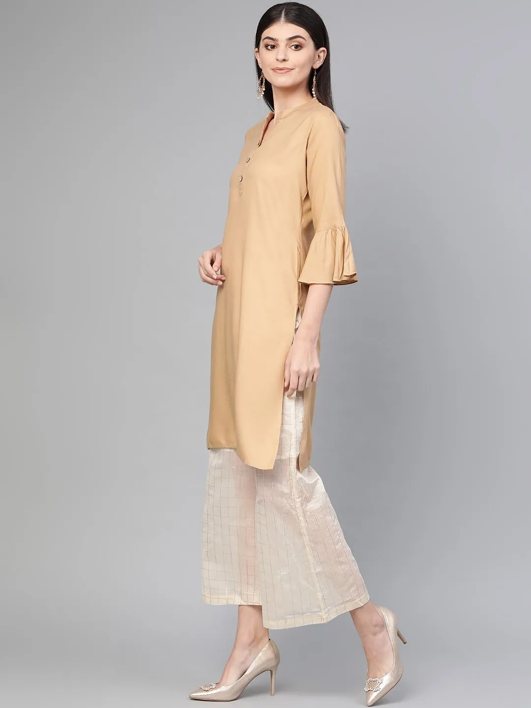 Women Beige Straight Kurta