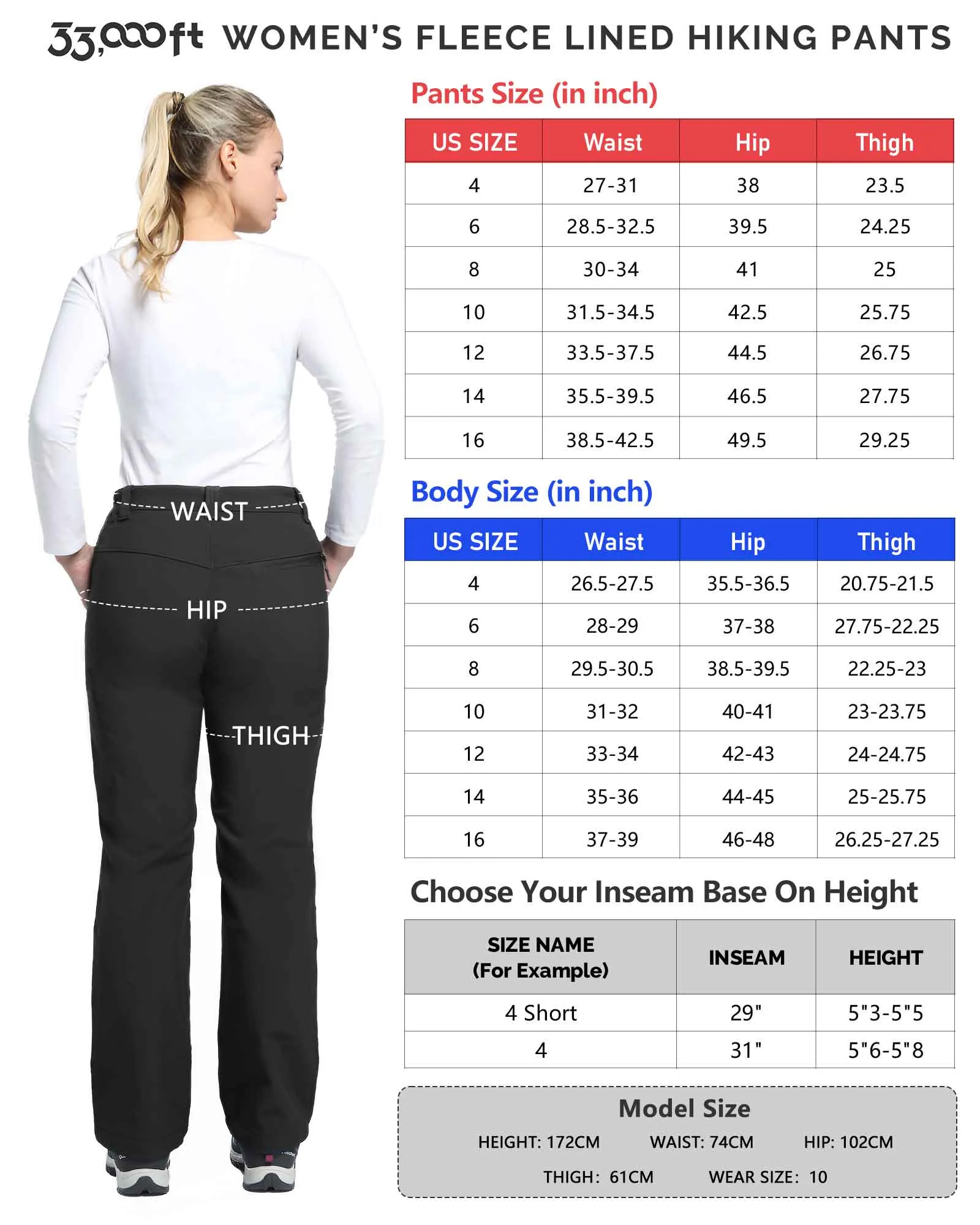 Women's Fleece-Lined Softshell Hiking Pants Waterproof Windproof Snow Pants for Ski Snowboarding Hiking Blue