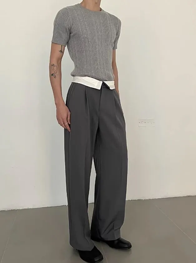 Zhou High-Waisted Contrast Trousers