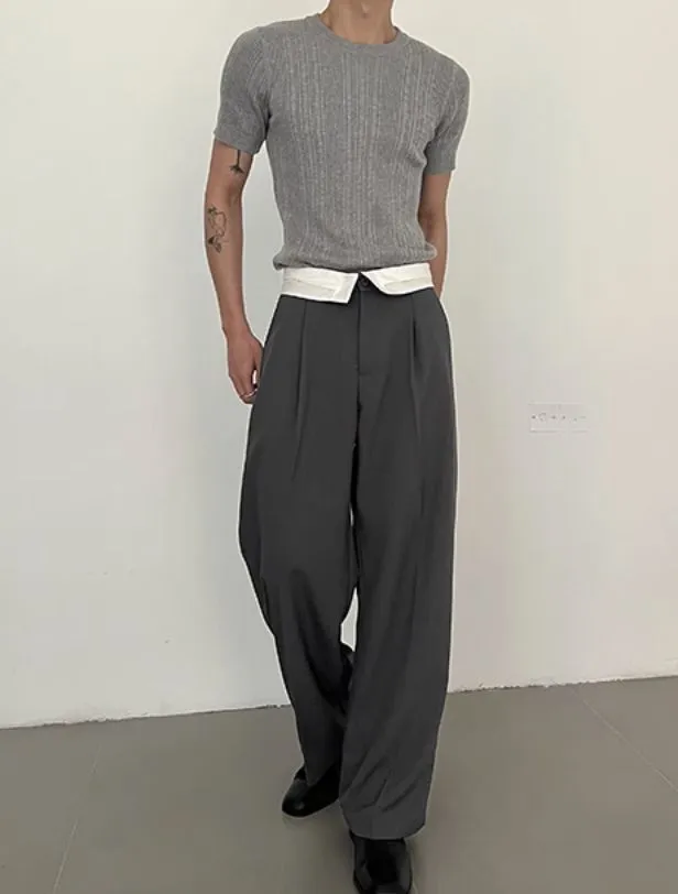 Zhou High-Waisted Contrast Trousers