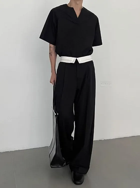 Zhou High-Waisted Contrast Trousers